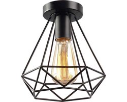 SensaHome MX89130-1 Plafondlamp Zwart - Industrieel Plafonnière van Metaal - Retro Wire Design - 22x22cm - E27 40W - Exclusief Lichtbron SensaHome MX89130-1 Plafondlamp Zwart - Industrieel Plafonnière van Metaal - Retro Wire Design - 22x22cm - E27 40W - Exclusief Lichtbron