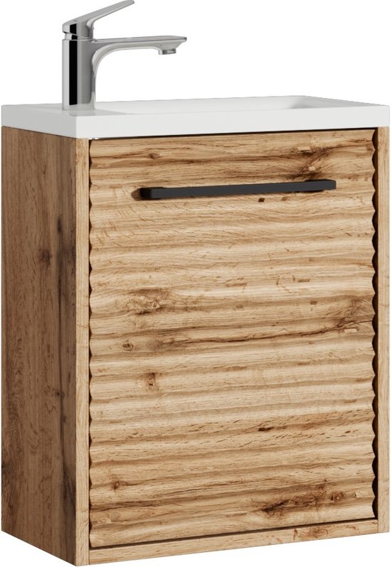 Foto: Badplaats toiletmeubel etna 40 x 22 cm eiken fonteinmeubel met wastafel