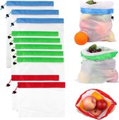10 pièces sacs de produits réutilisables, sacs de légumes à cordon, ensemble de sacs de légumes en polyester, sacs de fruits, pour la nourriture, les légumes, les fruits, la maison, les speelgoed, les petites pièces, 3 tailles (10 pièces), 10