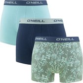 O'Neill - 3 Pack Boxershorts - Maat XXL - Leaves & Plain - 95% Katoen - Zomer - Vakantie