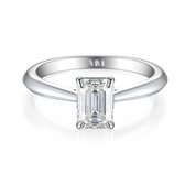 Elysium - 18k Witgouden Smaragd Solitair Moissanite Ring - 3.5 karaat