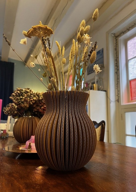 Vase classique pliant en carton - 18x18x20 cm - Pour fleurs séchées - KarTent