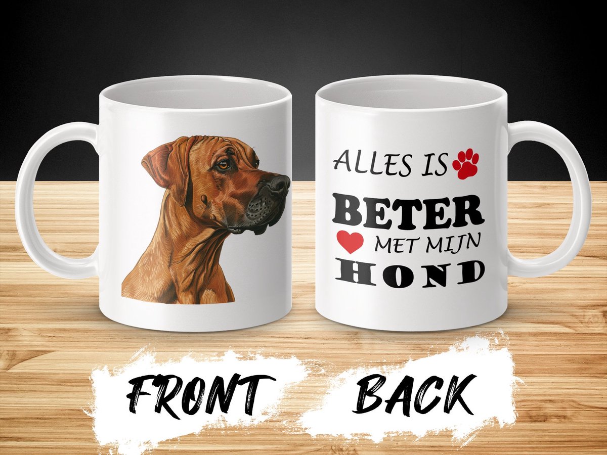 Mok Rhodesian Ridgeback Alles is beter met mijn hond - dog - doglover