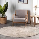 Flycarpets Rond Solid Wasbaar Effen Vloerkleed - Beige - 160x160 cm