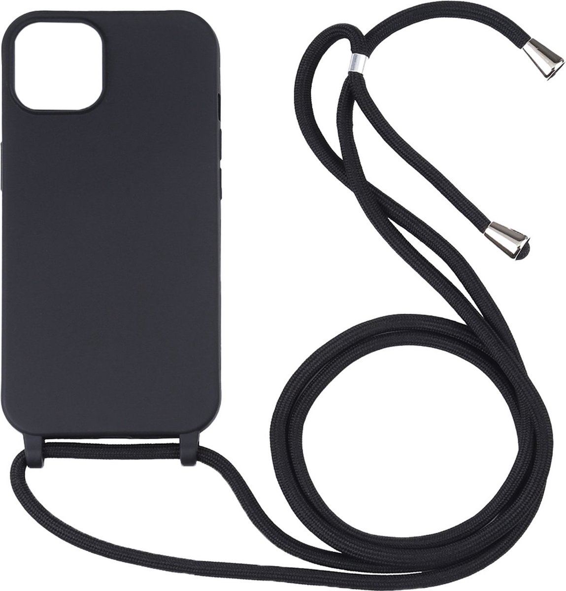 Hoesje geschikt voor iPhone 15 Pro Max - Backcover - Koord - Softcase - Flexibel - TPU - Zwart
