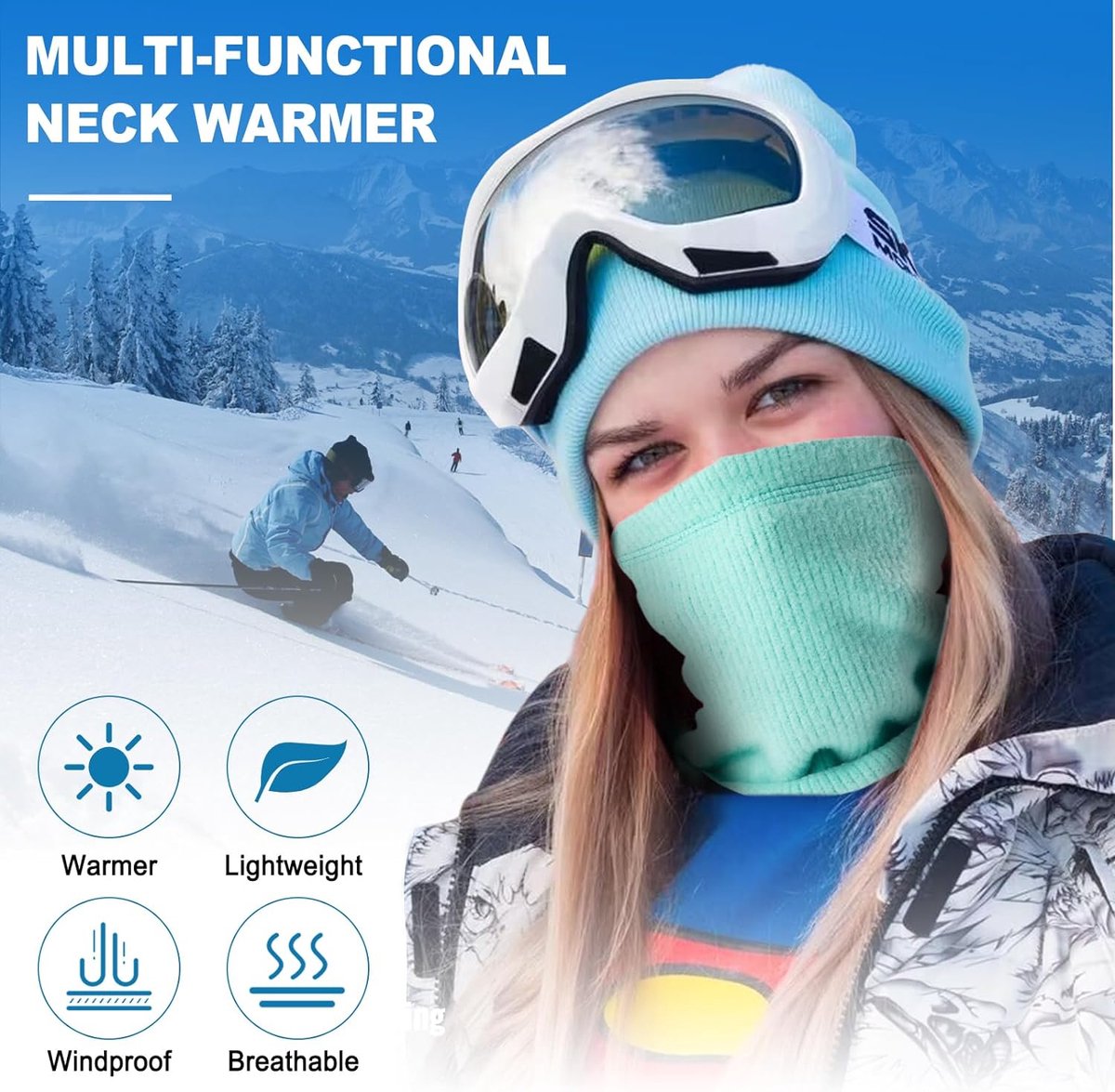 Famanu - Thermo Fleece Halswarmer, Voor De Winter, Fleece Voering Nekwarmer Sjaal Elastische Halsmanchet Winddichte Ski Halswarmer Bivakmuts