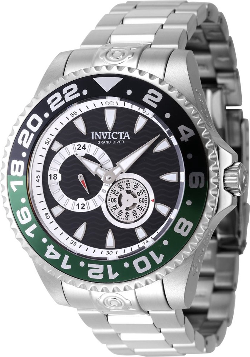 Invicta Grand Diver 47301 Heren Horloge - Waterdicht - Analoog - Automatisch Uurwerk - Roestvrij Staal met zwarte Wijzerplaat - 47mm