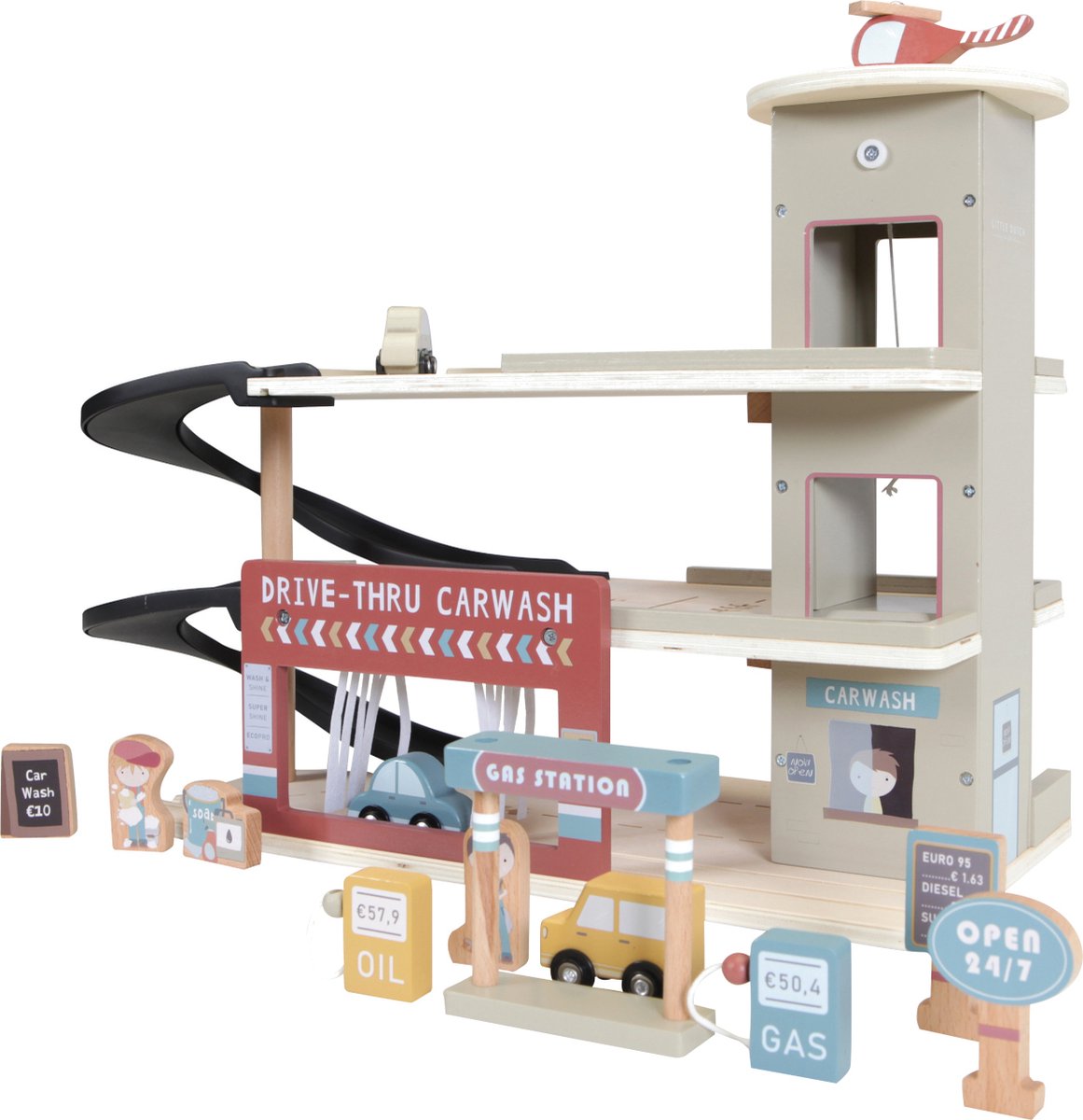 Little Dutch Treinbaanuitbreiding - garage multicolour FSC — afbeelding 7