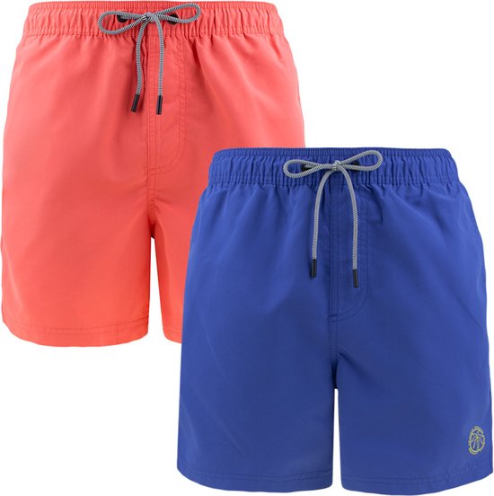 Jack & Jones 2P zwemshorts basic blauw & koraal oranje - XL