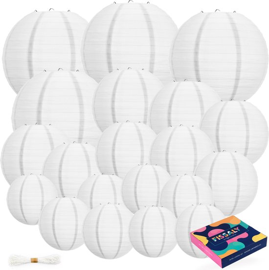 Fissaly ® 20 pièces de décoration de Fête lanternes Witte - guirlande de Décoration - amusant pour anniversaire, anniversaire, mariage et Noël