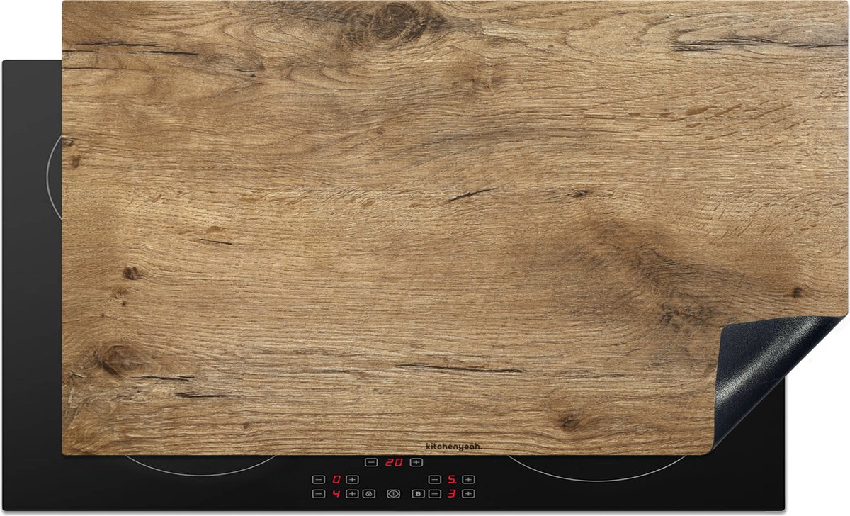 KitchenYeah® Inductie beschermer 90x50 cm - Bruin - Houtmotief - Afdekplaat voor kookplaat - Inductieplaat mat - Beschermingsmat - Beschermplaat - Keuken bescherm decoratie - Afdek kookplaten