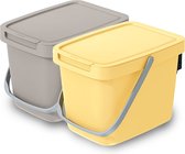 Keden GFT aanrecht afvalbakjes set - 2x - 6L - beige/lichtgeel - 20 x 26 x 20 cm - klepje/hengsel