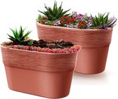 Prosperplast Plantenpot/bloempot Windsor - 2x - terracotta - L28 x B15 x H15 cm - Ovaal