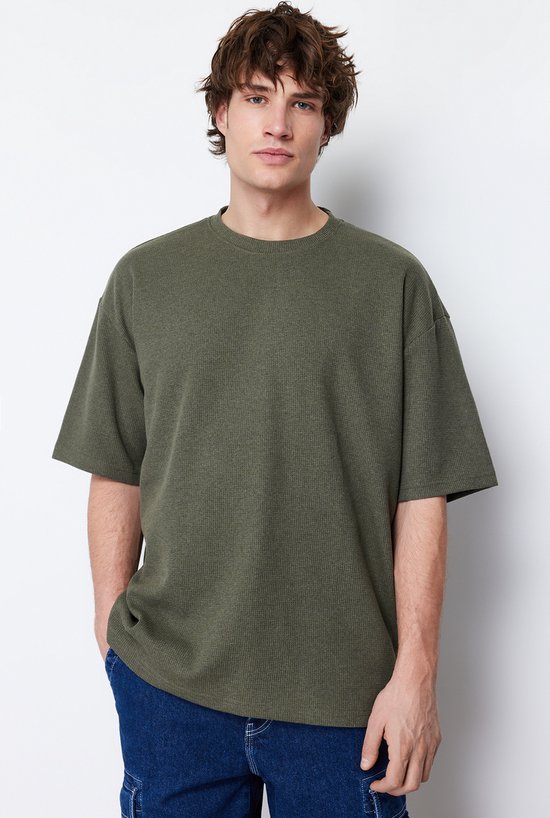 Trendyol TMNSS22TS00049 Volwassenen Mannen T-shirt Single pack - Khaki - S