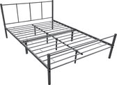 In And OutdoorMatch Metalen Bedframe Randy - Incl. Bedbodem - 140x200 cm - Donkergrijs - Stalen frame gepoedercoat -