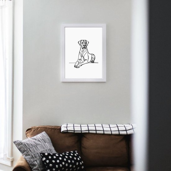 Affiche minimaliste Ridgeback - Dessin au trait de chien élégant pour la décoration intérieure
