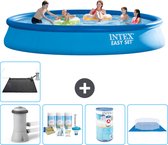 Intex Rond Opblaasbaar Easy Set Zwembad - 457 x 84 cm - Blauw - Inclusief Pomp Onderhoudspakket - Filter - Grondzeil - Solar Mat