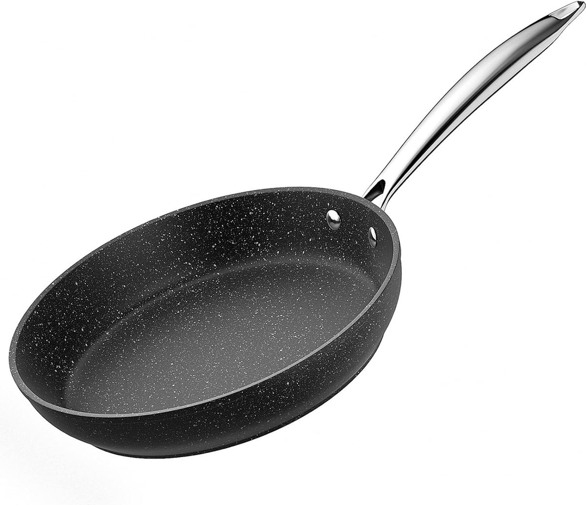 Pan met antiaanbaklaag, 28 cm, geschikt voor inductie, geschikt voor alle warmtebronnen, gecoate pan van graniet met roestvrijstalen handgreep, ovenbestendig, vaatwasmachinebestendig,