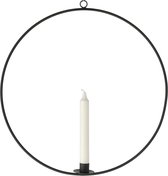 Metalen staaf kaarsenhouder ring 40 cm - zwart - tafel kaarsenstandaard rond om op te hangen - decoratieve kaarsenhouder kandelaar hoep groot om op te hangen Kerstmis advent winter