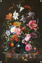 Vaas met bloemen - Jan Davidsz. de Heem posters - Bloemen poster - Tuinposters Oude meesters - Buiten decoratie - Tuin accessoires - Tuindecoratie wanddecoratie tuinposter 100x150 cm