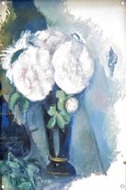 Bloemen in een blauwe vaas - Paul Cézanne poster - Stilleven tuinposter - Tuinposters Natuur - Tuinposter - Tuindoek - Decoratie tuin tuinposter 50x75 cm