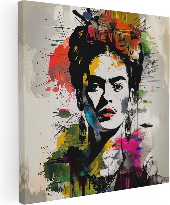 Artaza Canvas Schilderij Frida Kahlo - 40x40 - Klein - Foto Op Canvas - Canvas Print