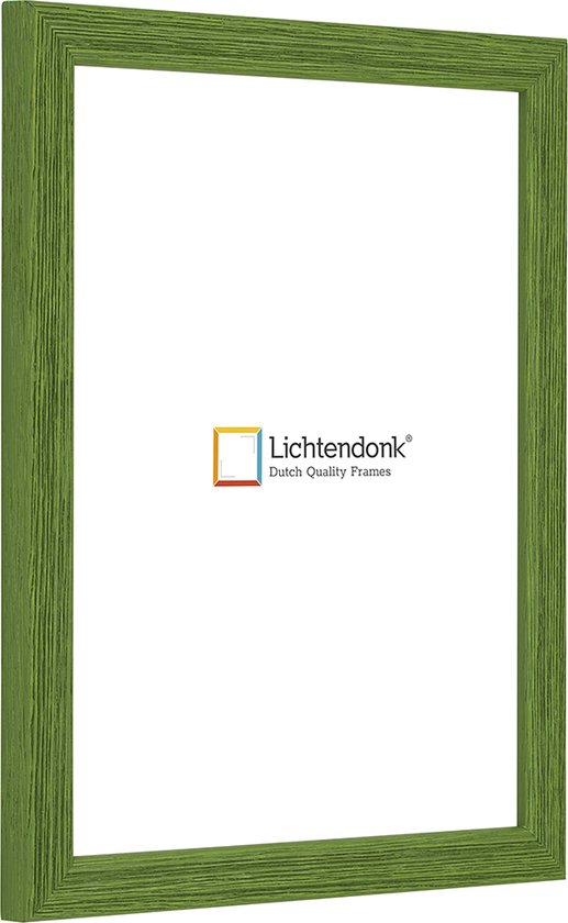 Fotolijst - Fotokader - Groen - Halfrond met zichtbare houtnerf - Fotomaat 18x18 - Ontspiegeld glas - Art.nr. 1055006018181