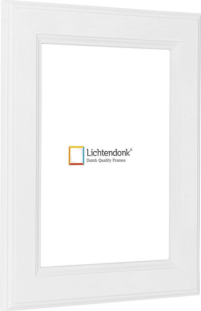 Lichtendonk Fotolijst - Landelijke Stijl - Wit met zichtbare houtnerf - Fotomaat 40x60 - Ontspiegeld glas - Art.nr. 1055001040601