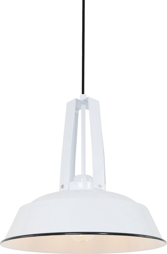 Industriële hanglamp Eden | 1 lichts | wit | metaal | Ø 42 cm | in hoogte verstelbaar tot 200 cm | eetkamer / woonkamer / slaapkamer lamp | modern / industrieel design