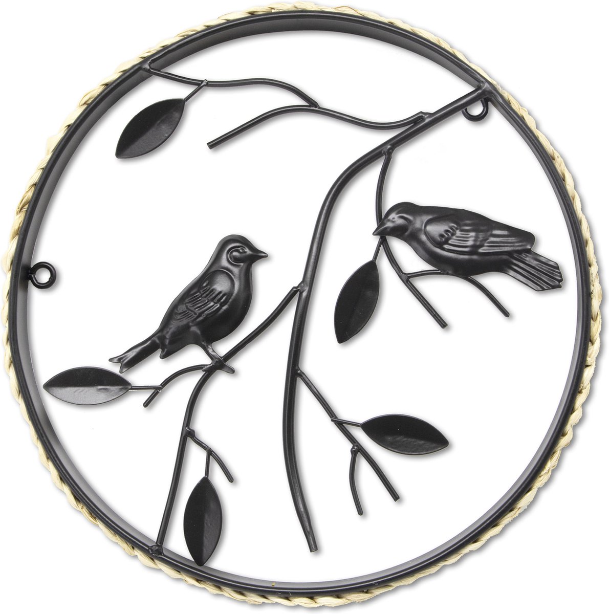 Art for the Home Metal Art Vogels op tak zwart diameter 30cm