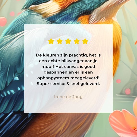 Peinture sur toile 60x40 cm - Décoration murale Martin-pêcheur - Fleur - Nature - Vogels - Fleurs - Décoration murale murale salon - Décoration chambre - Accessoires de chambre - Peintures