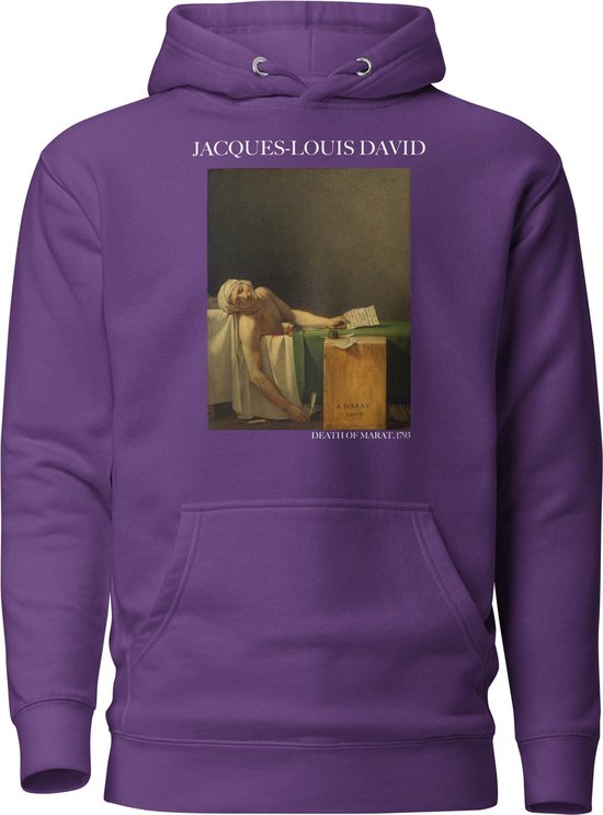 Jacques-Louis David 'De dood van Marat' ("Death of Marat") Beroemd Schilderij Hoodie | Unisex Premium Kunst Hoodie | Paars | L