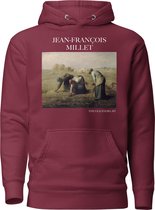 Jean-François Millet 'De Arenlezers' ("The Gleaners") Beroemd Schilderij Hoodie | Unisex Premium Kunst Hoodie | Maroon | L