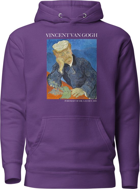 Vincent van Gogh 'Portret van Dr. Gachet' ("Portrait of Dr. Gachet") Beroemd Schilderij Hoodie | Unisex Premium Kunst Hoodie | Paars | S