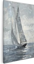 Artaza Canvas Schilderij Kunstwerk van een Zeilboot in de Oceaan - 80x120 - Groot - Foto Op Canvas - Canvas Print