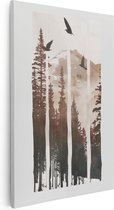 Artaza Canvas Schilderij Kraaien die over een Bos Vliegen - 40x60 - Wanddecoratie - Foto Op Canvas - Canvas Print