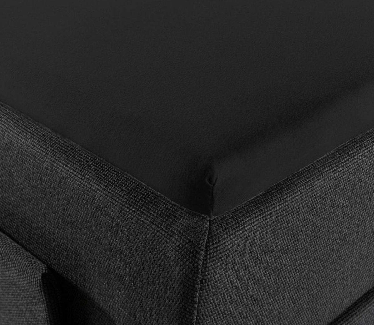Droomtextiel Topper Hoeslaken Dubbel Jersey Zwart - 140x200 cm - 100% Zacht Katoen