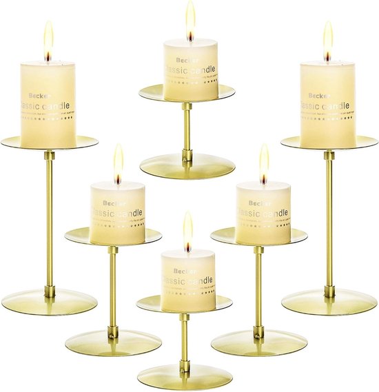 Kandelaar voor Een Lange Kaars Aluminium Gouden 15,5 / 16 cm 2 stuks - Kaarsen