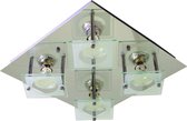 Trango 4-vlam 3178 LED plafondlamp incl. 4x 3 Watt warm witte GU10 LED lamp in vierkant *SAM* gemaakt van metaal met design bedrukt Glazen lampenkappen, Plafondlamp, Wandlamp, Badkamerlamp