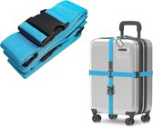 2 stuks bagageriemen verstelbare bagageriem kofferriem met TSA-slot voor veilige sluiting met bagagelabel met adreslabel, bagageriem blauw