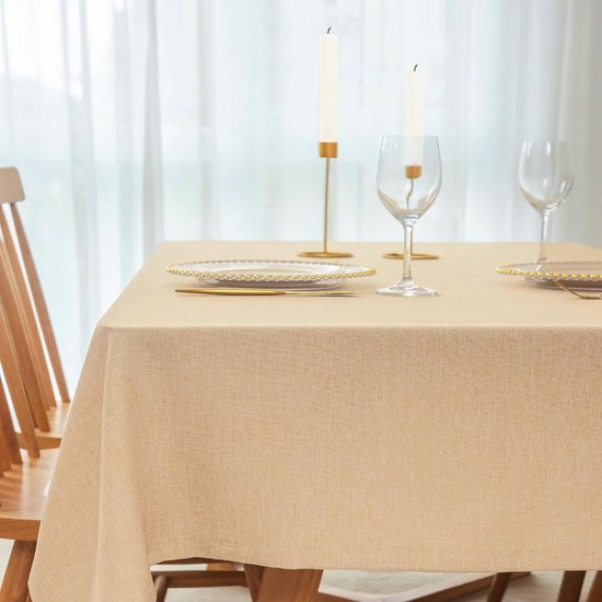 Zandkleurig Linnen tafelkleed fringes Classic Sand - Casa Comodo