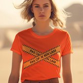 Dames Oranje Koningsdag T-shirt - Maat XL - Pas Op Ik Ben Lam