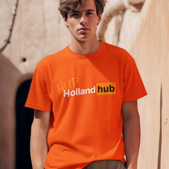 Oranje Koningsdag T-shirt - Maat 3XL - Hup Holland Hub