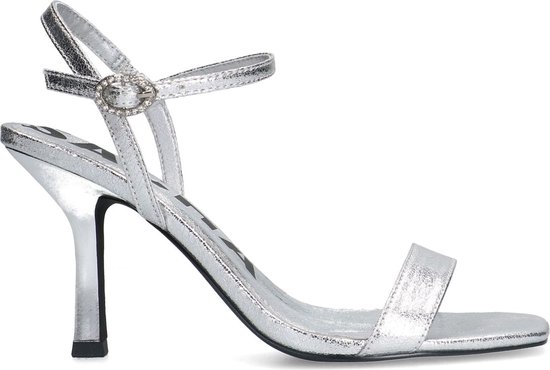 Sacha - Dames - Zilveren metallic sandalen met hak - Maat 37