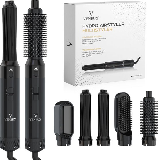 VENEUX® Föhnborstel - Airstyler - Krulborstel - Krultangen - 5 in 1 Multistyler - Zwart