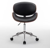 Bol.com Design Bureaustoel - Bureaustoel met armleuningen - Lederlook Zwart aanbieding