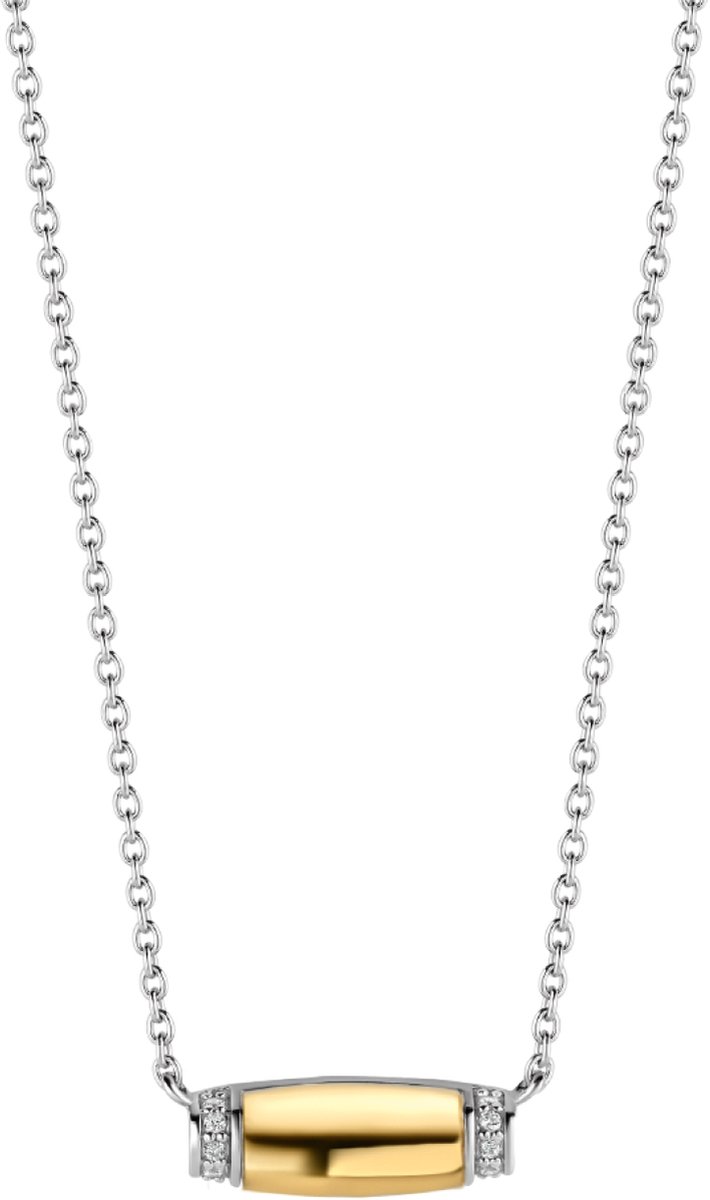 TI SENTO Dames Ketting - 925 zilver - Zirkonia met geel verguld - Maat 42 - 3943ZY