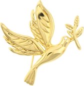 Behave® Broche vogel vredesduif goud kleur 3,5 cm