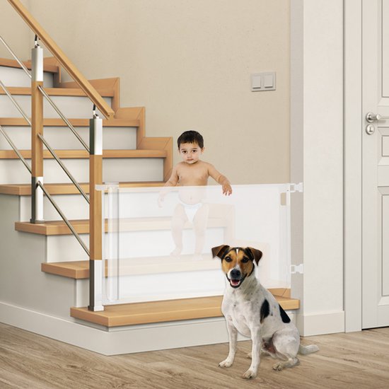 Barrière De Sécurité Pour Animaux Pliable En Maille | 110 X 75 Cm – Installation Sans Perçage, Pour Escaliers Et Portes