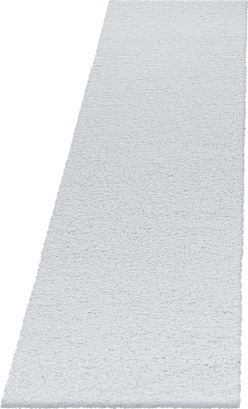 Pochon - Tapijt Sydney - Wit - 250x80x3 - Vloerkleed - Effen - Hoogpolige Vloerkleed - Rechthoekige Tapijt - Rechthoekige Vloerkleed